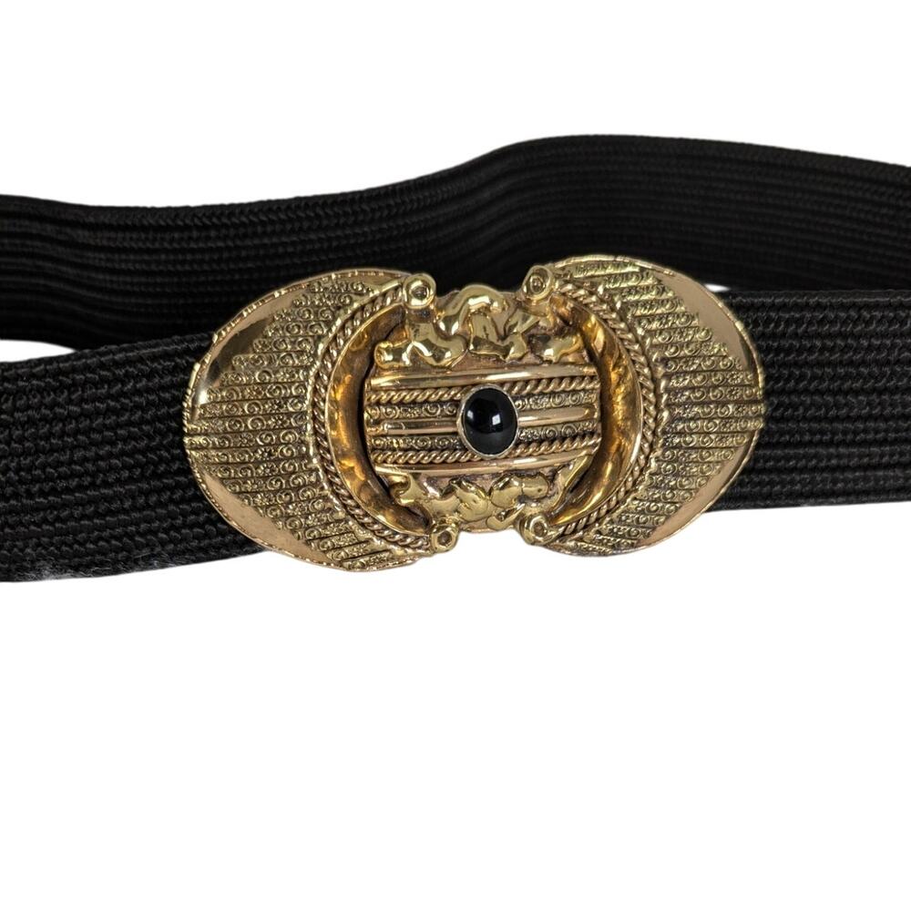 Vtge 90's belt1.5" elastic band Buckle 2 1/8"x 4.5"W28-38"